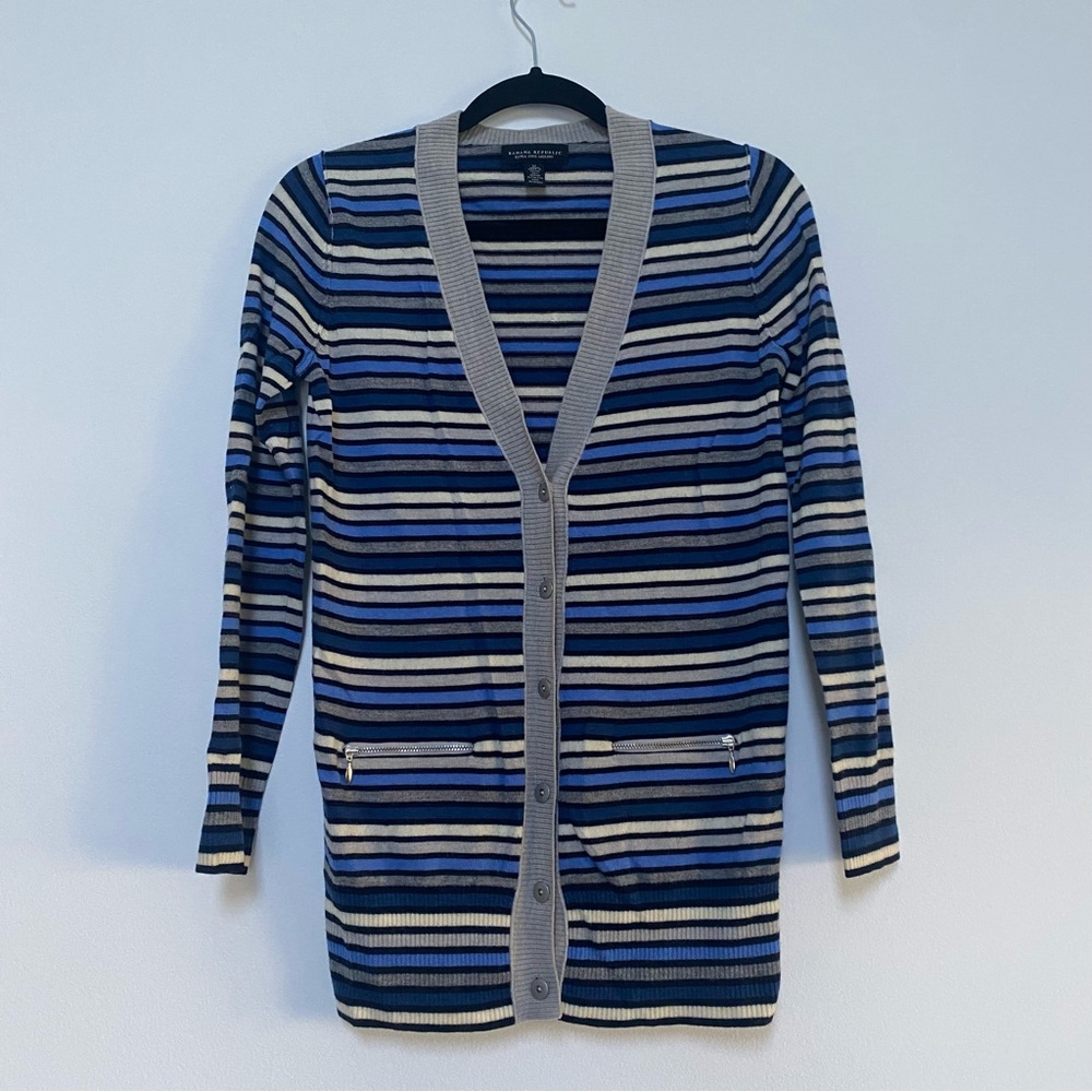 Banana Republic Extra Fine Merino Wool Cardigan Medium Blue